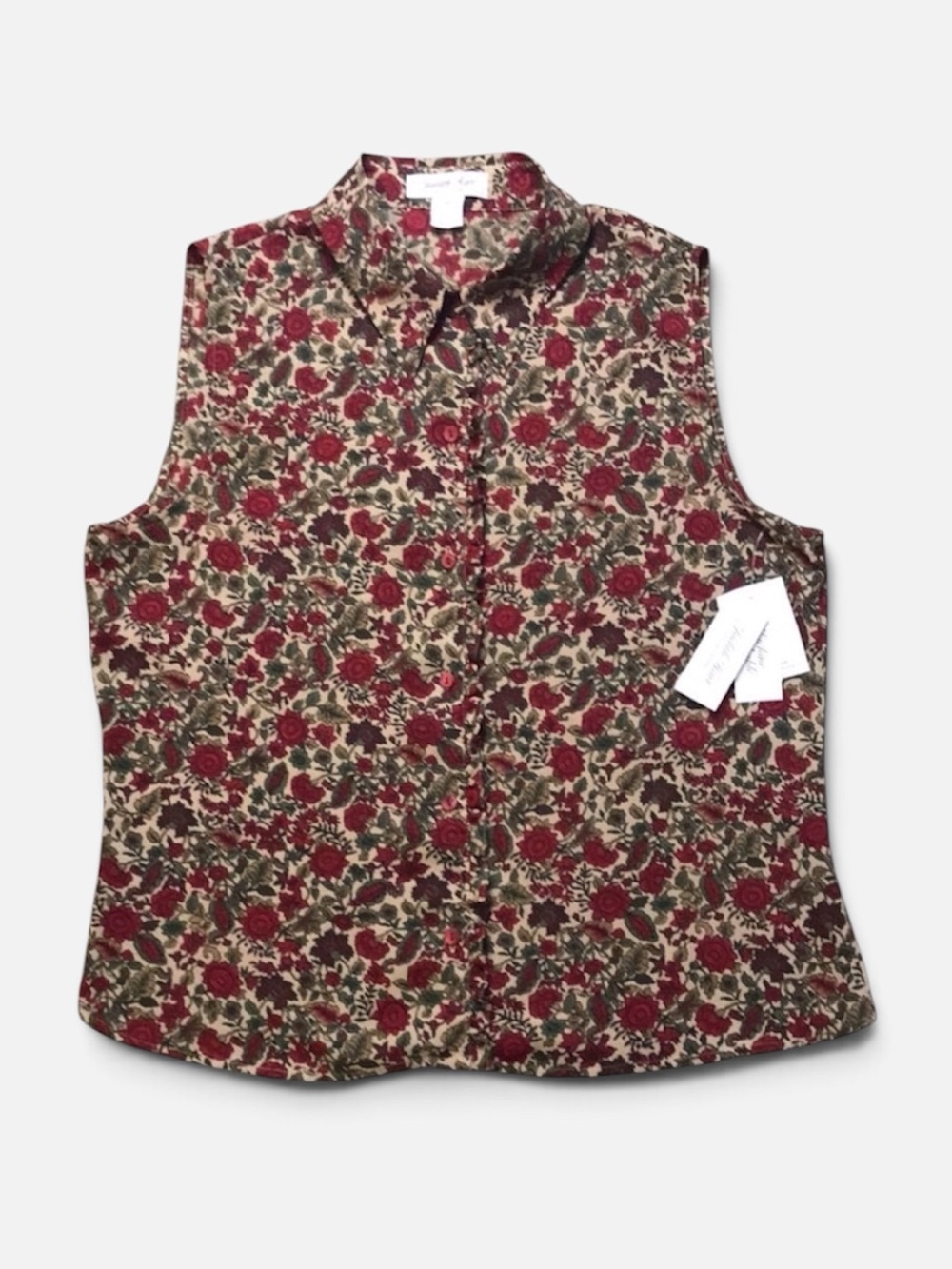 NWT Judith Hart Floral Button Front Sleeveless Blouse Size 14